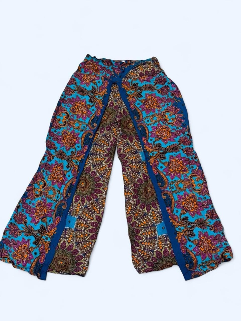 Colorful Boho Wide Leg slotted Rayon Pants 🌈✨